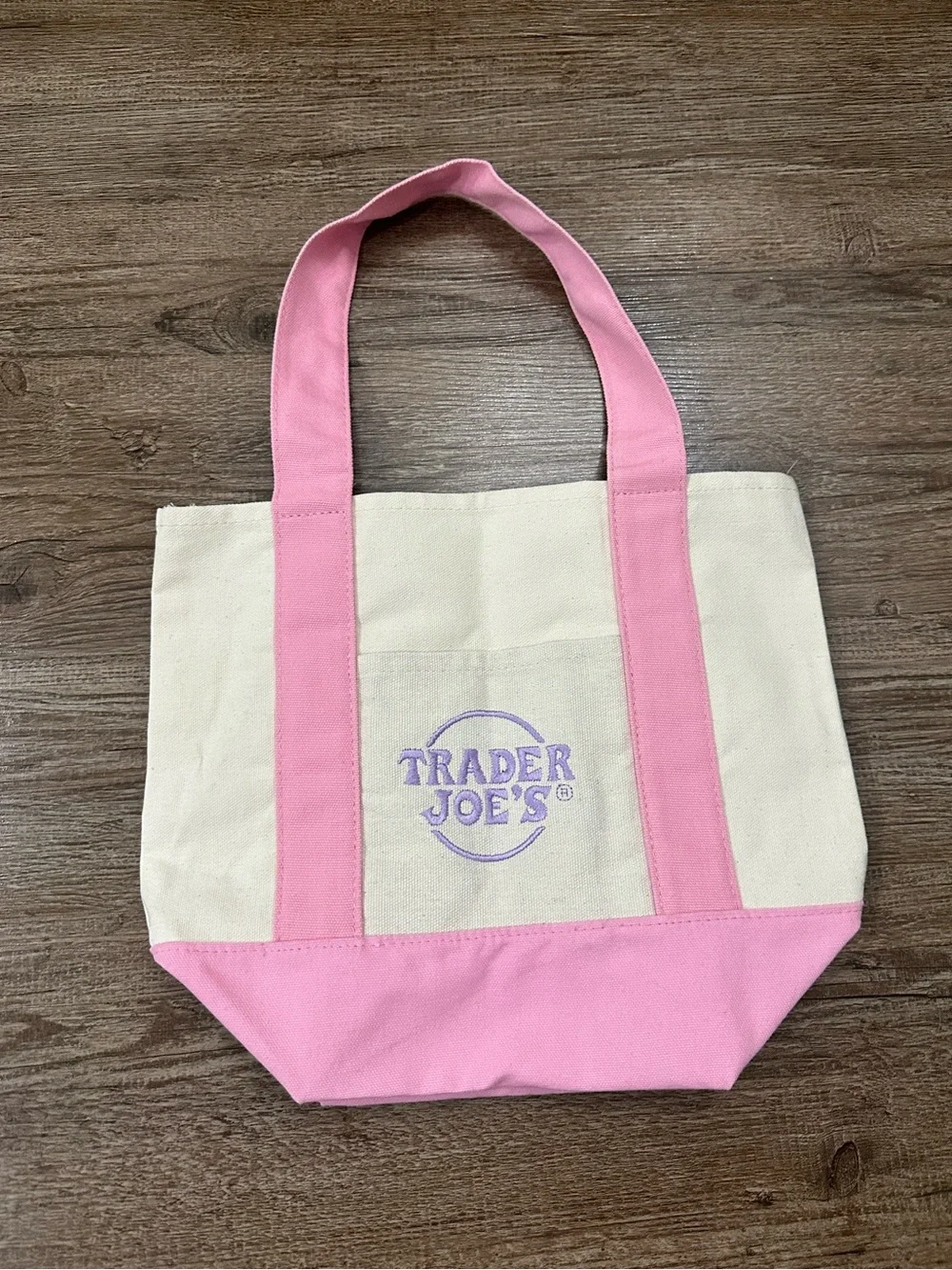 Trader Joe's Pink & Cream Canvas Tote Bag